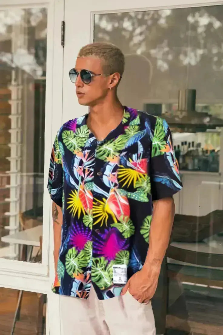 POPPY ATLR Men's Just A Lot of Foliage Aloha ShirtMens short sleeve shirts Big and tall Mens shirts Short sleeve shirts for men Mens 4xl shirts Casual short sleeve shirts