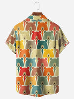 Men's All Over Print Bears in Fall Colors Short Sleeve ShirtMens short sleeve shirts Big and tall Mens shirts Short sleeve shirts for men Mens 4xl shirts Casual short sleeve shirts