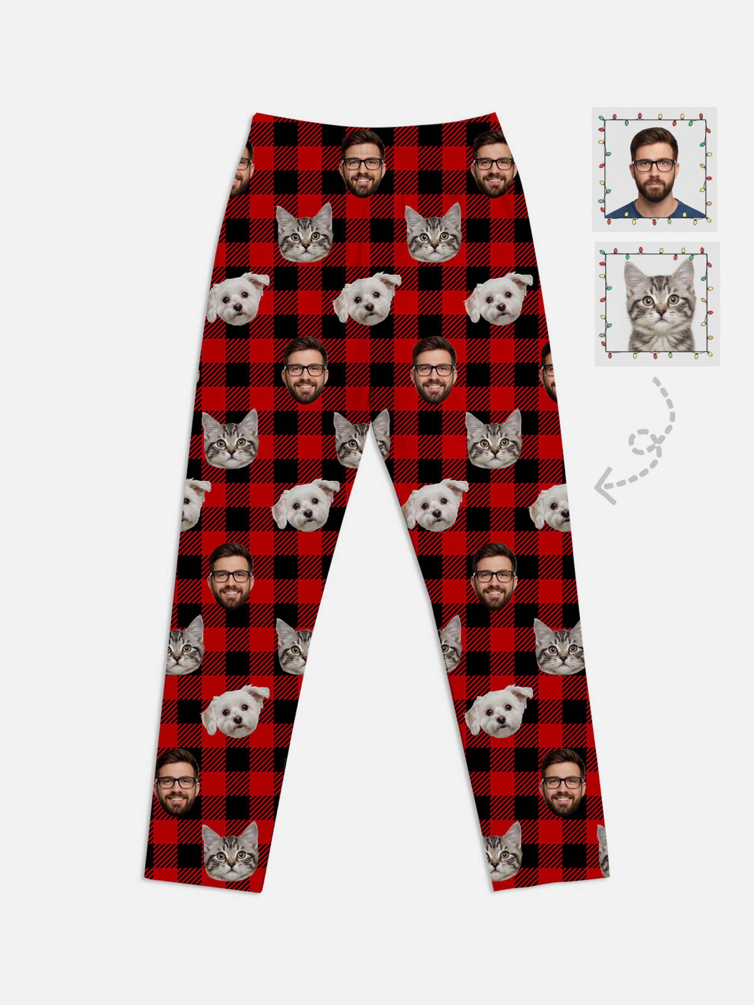 Custom Face Pajama Set - Red Plaid Eleven Oasis