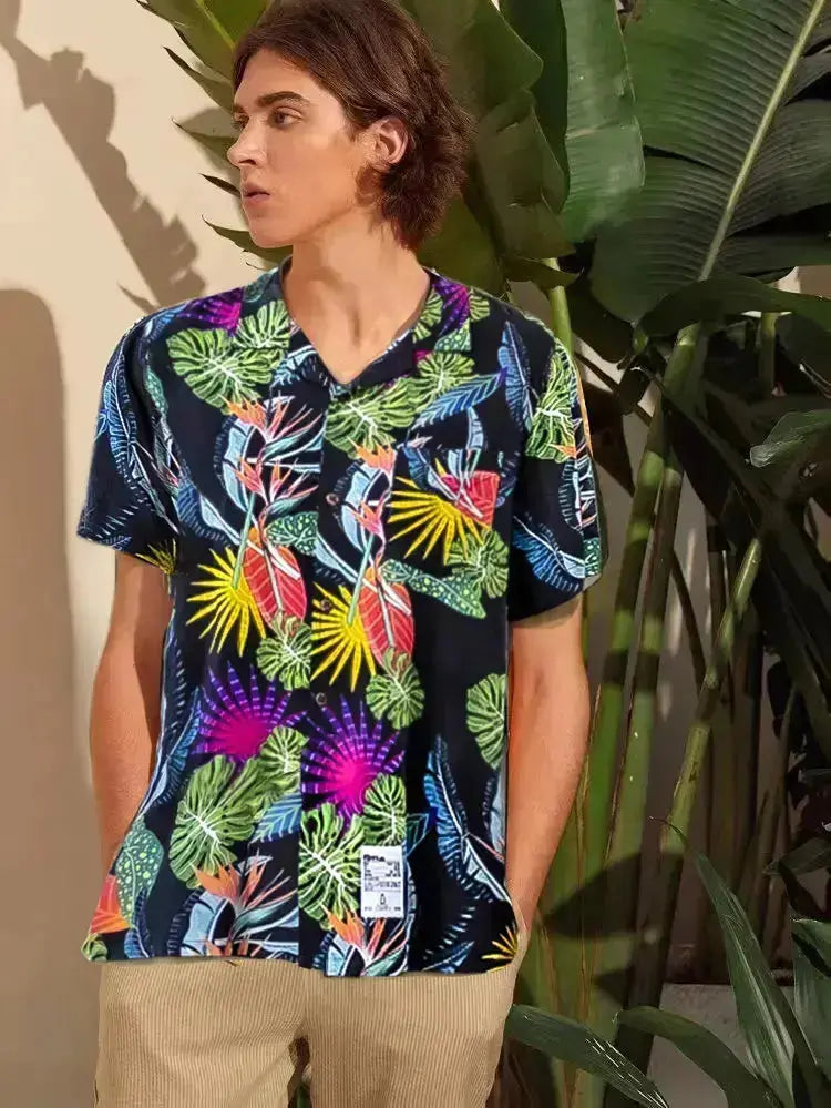 POPPY ATLR Men's Just A Lot of Foliage Aloha ShirtMens short sleeve shirts Big and tall Mens shirts Short sleeve shirts for men Mens 4xl shirts Casual short sleeve shirts