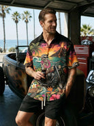 Tall Men's Tropical Skull Biker Short Sleeve Shirt Eleven Oasis