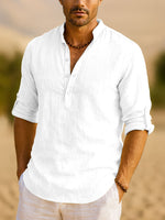 Men's Cotton Stand Collar Long Sleeve Shirt Eleven Oasis