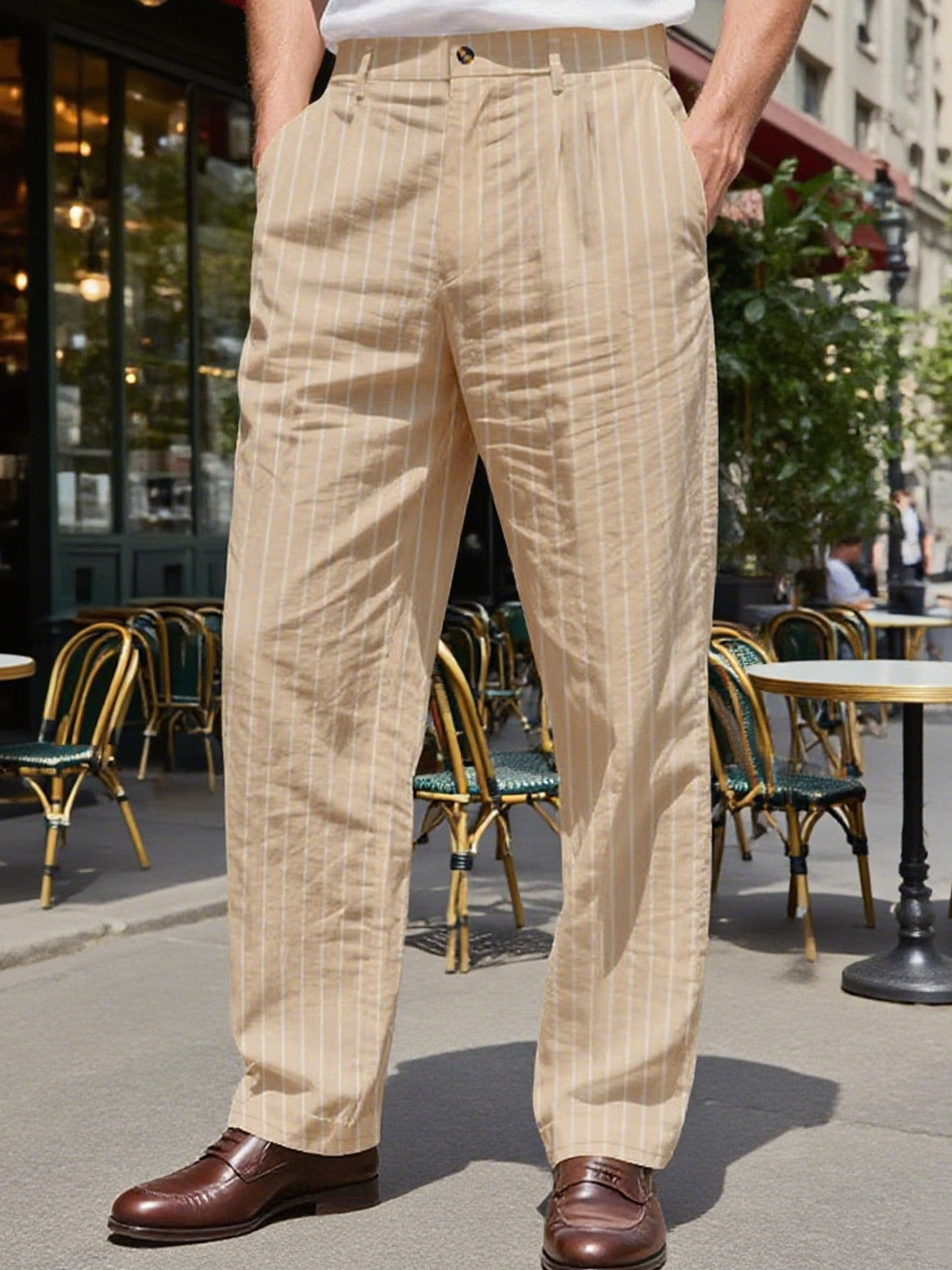 Men's Linen Pinstripe Dress Pants Eleven Oasis