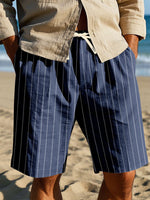Men's Pinstripe Linen Blend Drawstring Shorts ElevenOasis