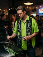 Tall Men's Speed Shop Pinstripe Short Sleeve Shirt Eleven Oasis