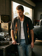 Tall Men's Dragstrip Flame Hot Rod Short Sleeve Shirt Eleven Oasis