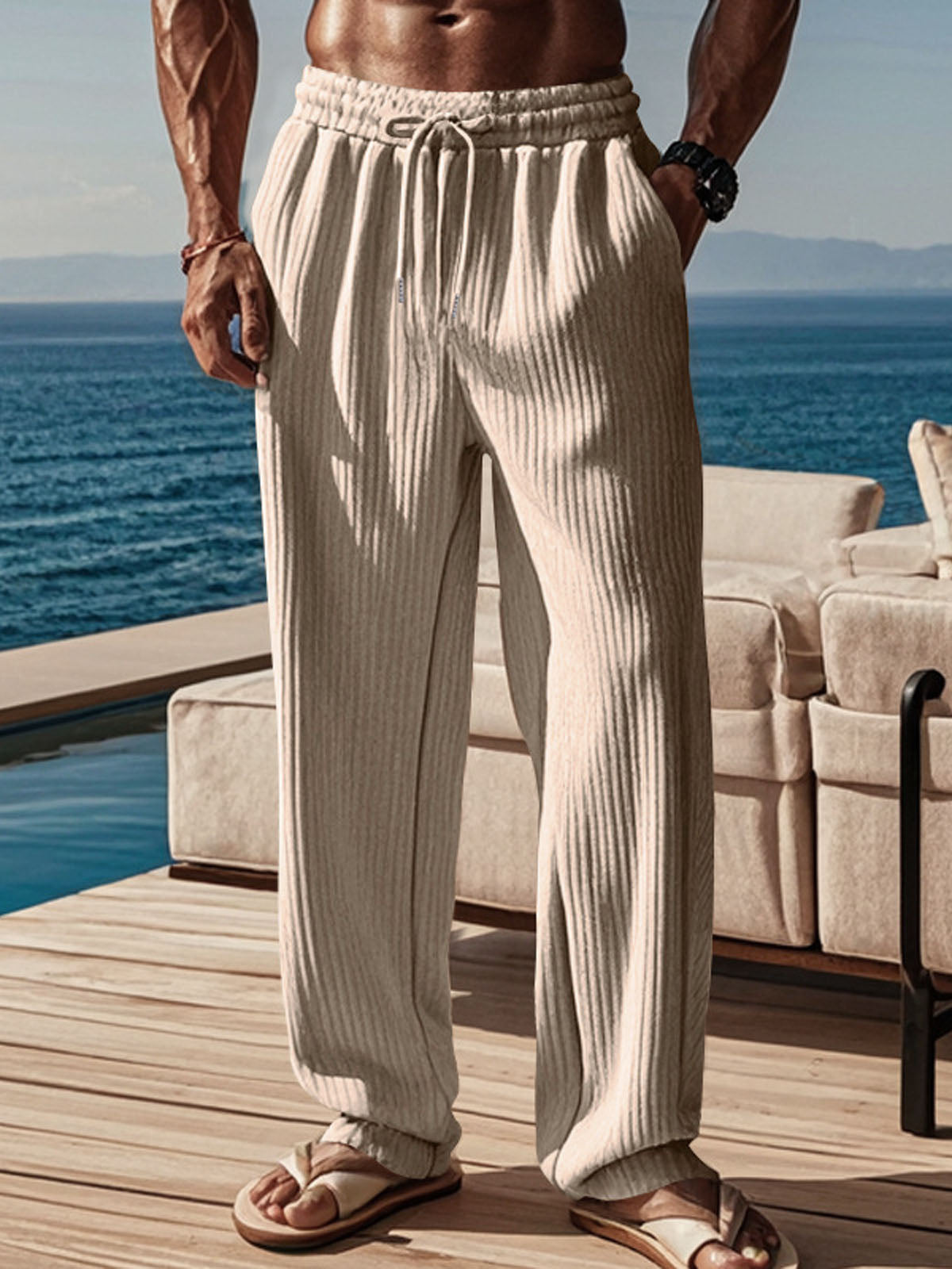 Men's Ribbed Drawstring Pants Eleven Oasis