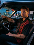 Tall Men's Pinstripe Skull Lowrider Short Sleeve Shirt Eleven Oasis
