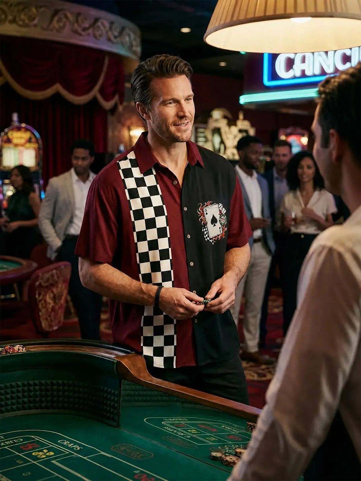 Tall Men's High Roller Racing Short Sleeve Shirt Eleven Oasis