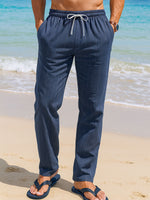 Men's Pinstripe Linen Blend Drawstring Pants ElevenOasis