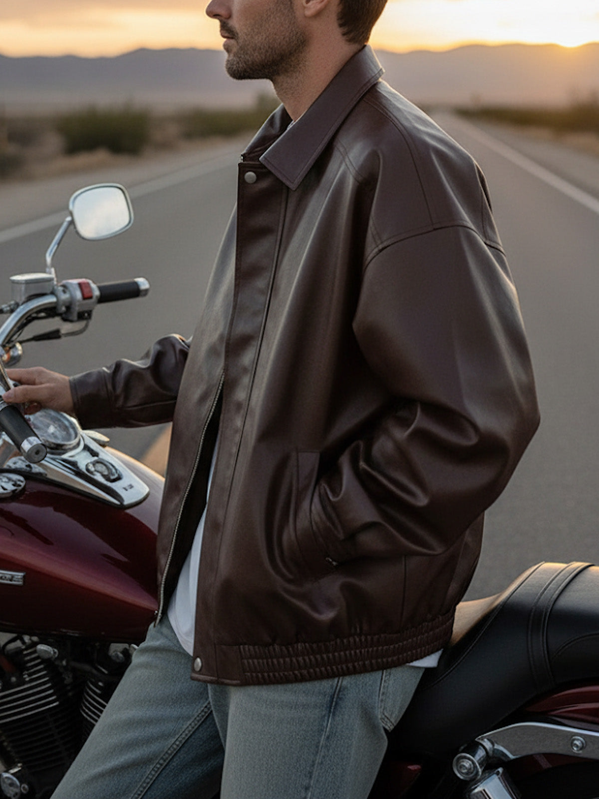 Men's Relaxed Fit Faux Leather Jacket Eleven Oasis