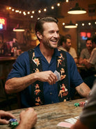 Tall Men's Pin-Up Poker Night Bowling Short Sleeve Shirt Eleven Oasis