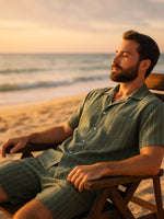 Men's Linen Pinstripe Matching Set Eleven Oasis