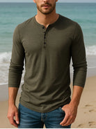 Men's Cotton Henley Long Sleeve Shirt Eleven Oasis