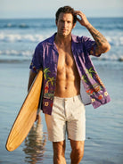 Tall Men's Woody Wagon Surf Camp Collar Short Sleeve Shirt Eleven Oasis