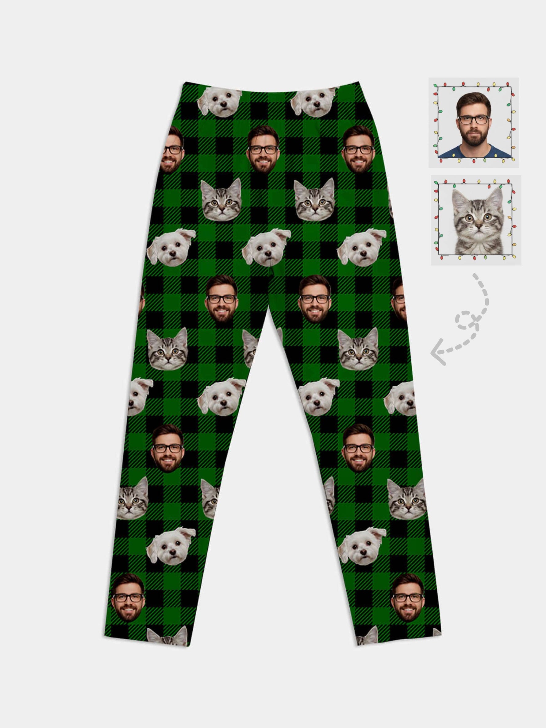 Custom Face Pajama Set - Green Plaid Eleven Oasis