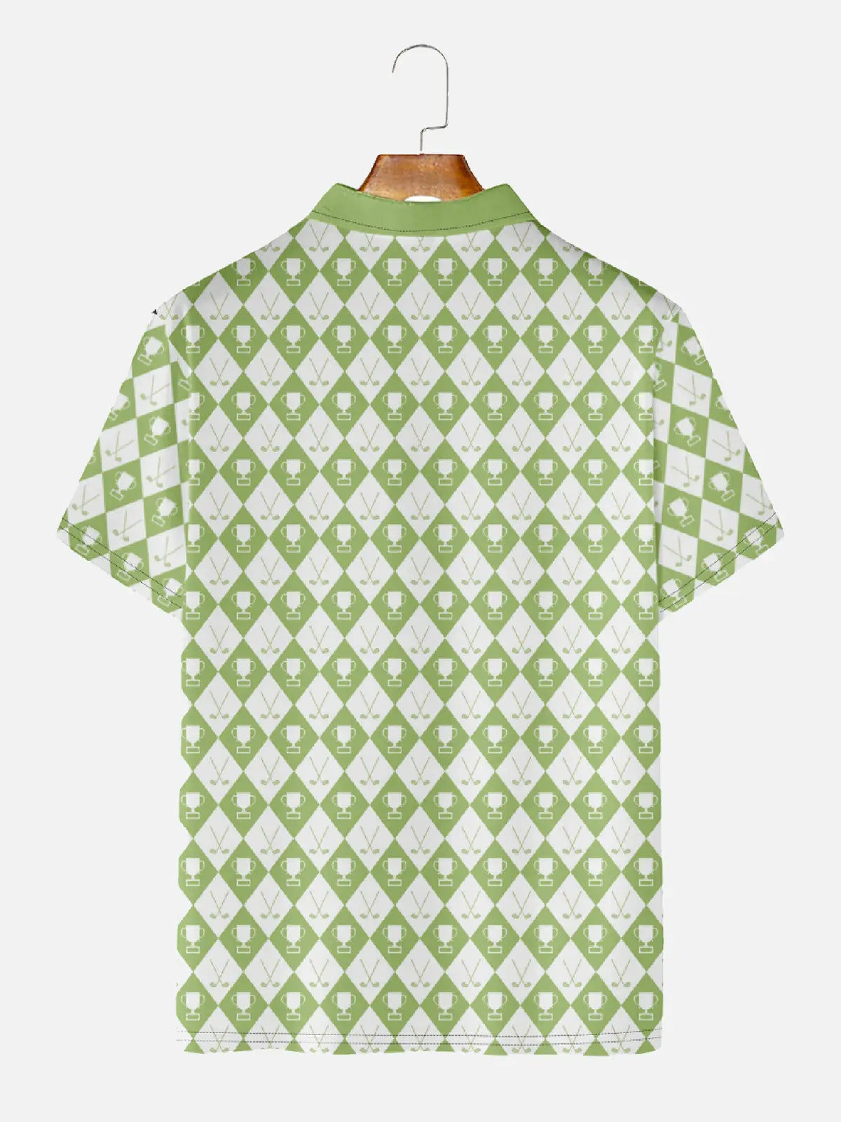 Men's Green Diamond Checkers All Over Trophy Short Sleeve Polo ShirtMens short sleeve shirts Big and tall Mens shirts Short sleeve shirts for men Mens 4xl shirts Casual short sleeve shirts