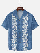 Men's Classic Hibiscus Panel Hawaiian Short Sleeve Shirt ElevenOasis