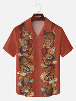 Men's Japanese Tiger & Serpent Columns Short Sleeve Shirt Eleven Oasis
