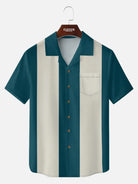 Men's Basic 50s Style Camp Collar Bowling Short Sleeve Shirt ElevenOasis