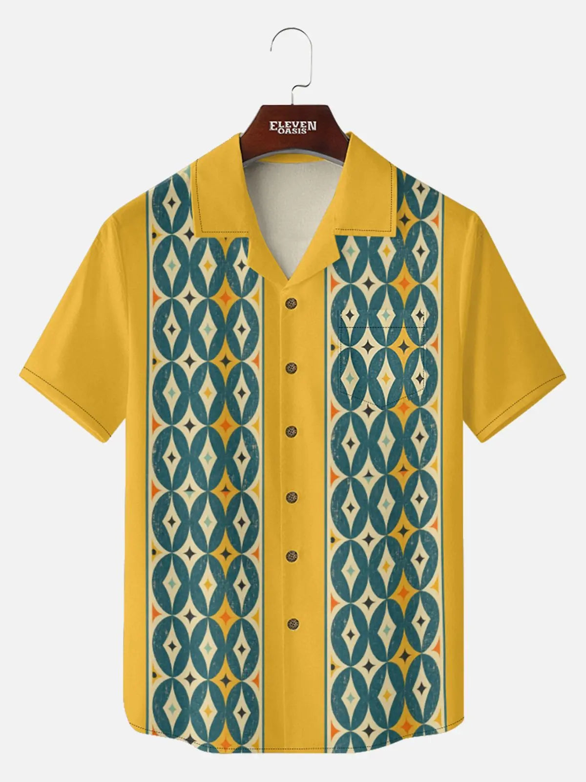 Men's Mid-Century Atomic Diamond Short Sleeve Shirt ElevenOasis