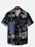 Men's Mid-Century Atomic Mixed Pattern Short Sleeve Shirt ElevenOasis