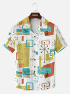 Men's Mid-Century Atomic Mixed Pattern Short Sleeve Shirt ElevenOasis