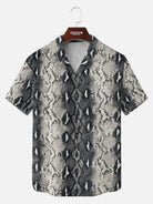 Tall Men's Snakeskin Print Camp Collar Short Sleeve Shirt Eleven Oasis