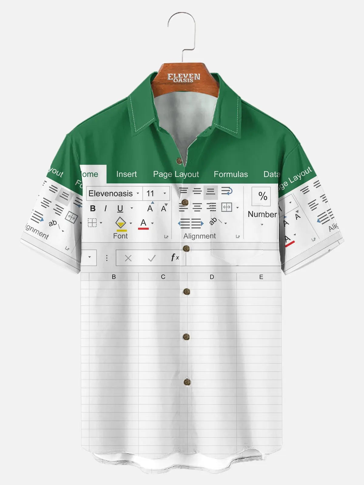 Men's Office Humor Excel Spreadsheet Short Sleeve Shirt ElevenOasis
