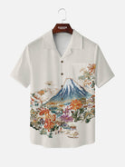Men's Mount Fuji Floral Landscape Short Sleeve Shirt Eleven Oasis