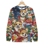 Happiest Christmas Corgis Surrounded by Presents Knitted Sweatshirt, mens short sleeve shirts?¨º?big and tall mens shirts?¨º?short sleeve shirts for men?¨º?mens 4xl shirts?¨º?casual short sleeve shirts
