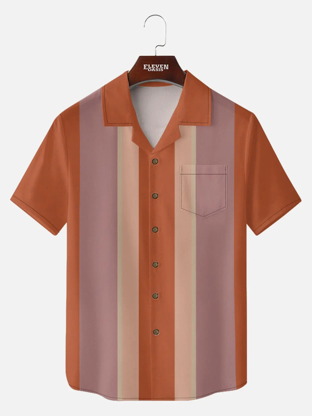 Men's Vintage Panel Camp Collar Short Sleeve Shirt Eleven Oasis