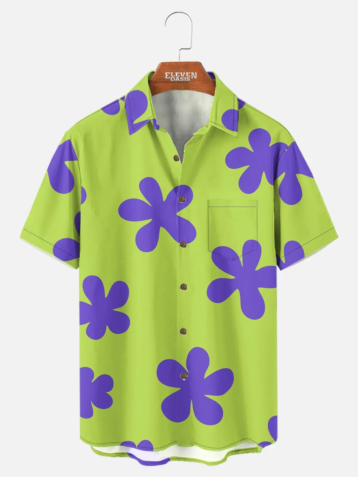 Men's Patrick Star Inspired Flower Print Short Sleeve Shirt