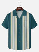 Men's Vintage Panel Camp Collar Short Sleeve Shirt ElevenOasis