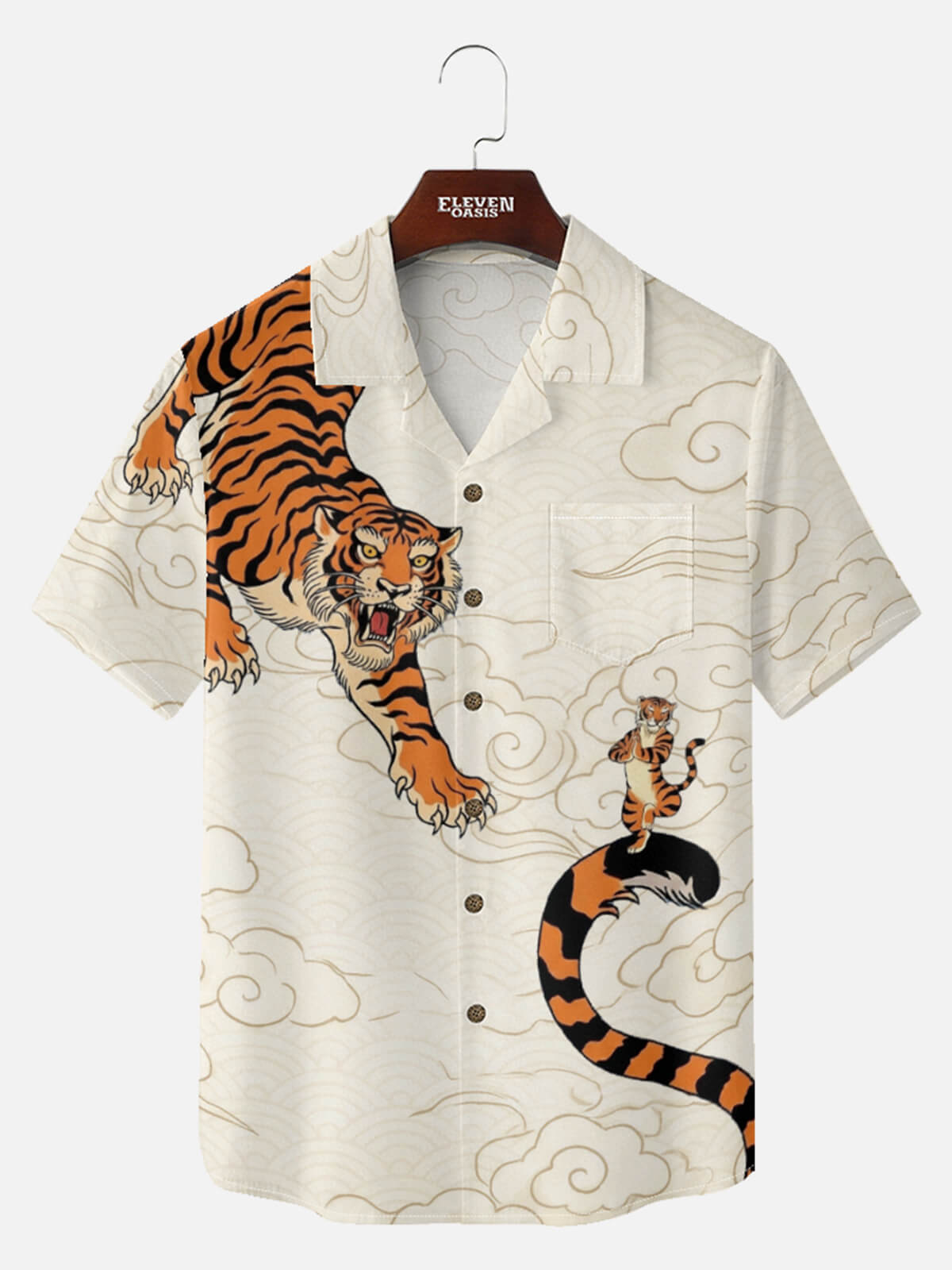 Men's Tiger In The Clouds Short Sleeve Shirt Eleven Oasis