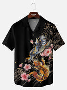 Tall Men's Japanese Koi & Cherry Blossom Short Sleeve Shirt Eleven Oasis