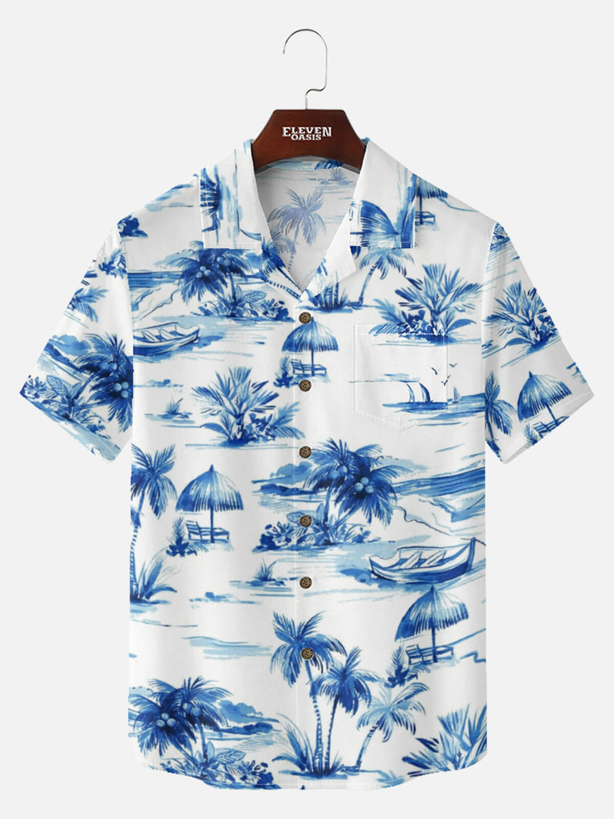 Men's Coastal Island Scene Short Sleeve Shirt