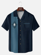 Men's Rockabilly Skull Button Down Halloween Short Sleeve Shirt ElevenOasis