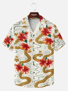 Tall Men's Retro Abstract Leopard Floral Short Sleeve Shirt Eleven Oasis