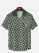 Men's Geometric Contrast Collar Short Sleeve Shirt Eleven Oasis