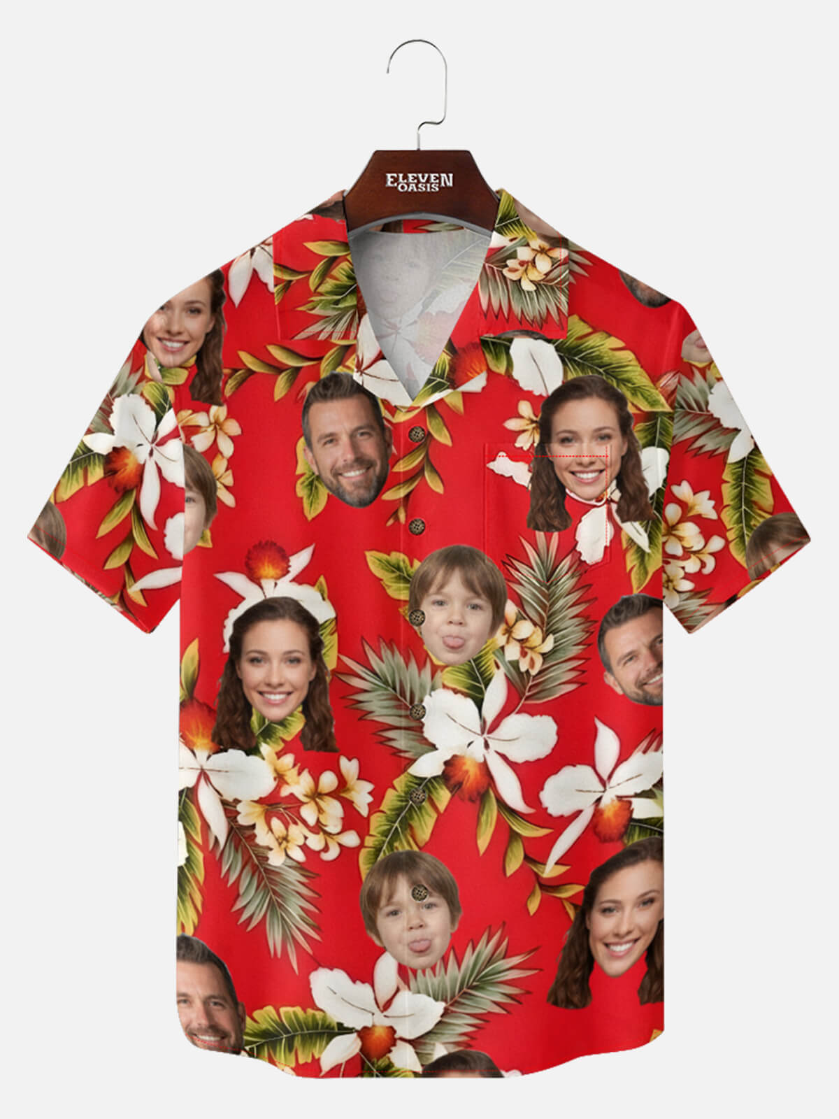 Men's Custom Tropical Face Print Short Sleeve Shirt ElevenOasis