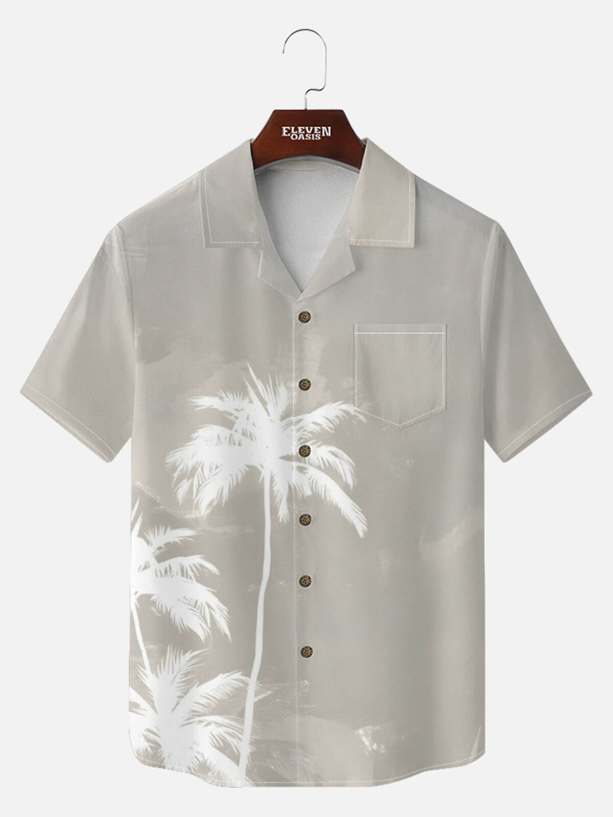 Tall Men's Faded Palm Scene Short Sleeve Shirt Eleven Oasis