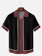 Men's Classic Vertical Stripe Bowling Short Sleeve Shirt ElevenOasis