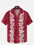 Men's Classic Hibiscus Panel Hawaiian Short Sleeve Shirt ElevenOasis