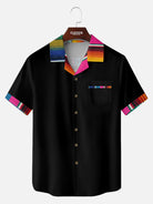 Tall Men's Serape Trim Fiesta Short Sleeve Shirt Eleven Oasis