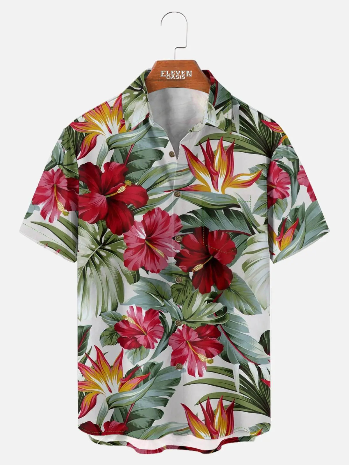 Men's Tropical Hibiscus Paradise Hawaiian Short Sleeve Shirt 