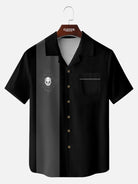 Tall Men's Rockabilly Skull Button Down Halloween Short Sleeve Shirt ElevenOasis