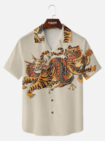 Men's Japanese Tiger & Dragon Clash Short Sleeve Shirt Eleven Oasis