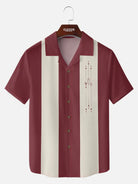 Men's Mid-Century Cocktail Panel Bowling Short Sleeve Shirt ElevenOasis