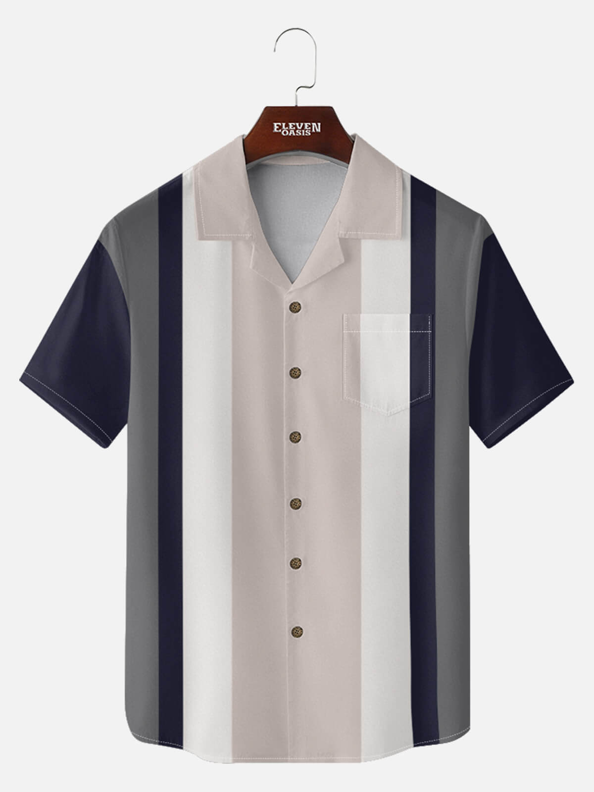 Tall Men's Retro Bold Colorblock Panel Short Sleeve Shirt Eleven Oasis